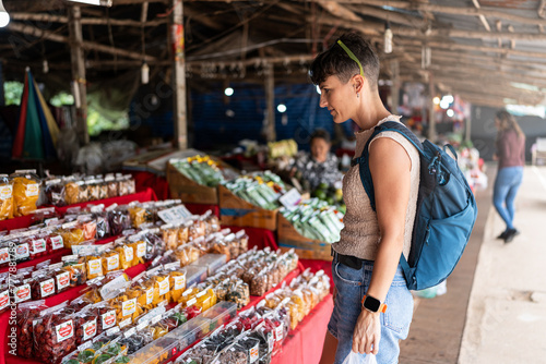 Woman at a market in Doi Inthanon. photo