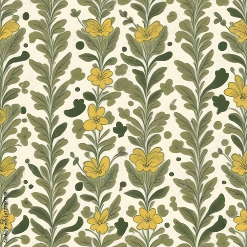 Green yellow leaves pattern seamless design