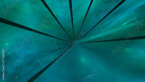 Glass portal into blue green nebula (3D Rendering)