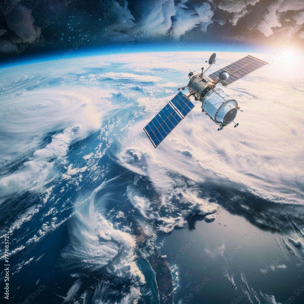 Obraz premium Advanced AI algorithms analyzing satellite data
