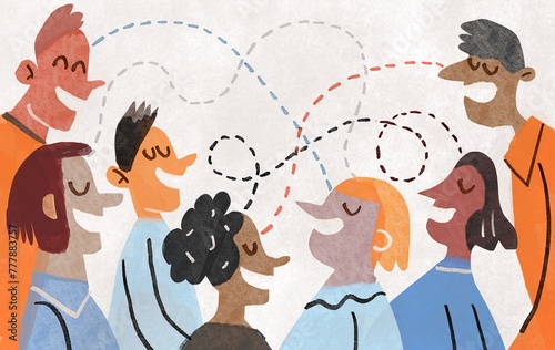 group of diverse multi raced people communicate with each other 
