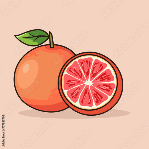 Two pairs of blood orange fruit vector illustration