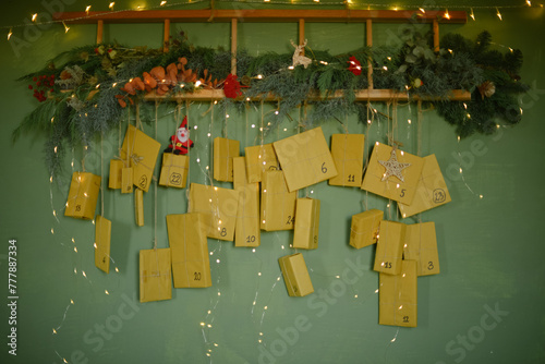 Advent Calendar With Gifts and Festive Decorations photo