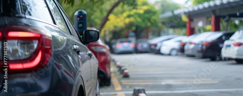 IoT smart parking sensors and devices being installed in a new lot © WARIT_S