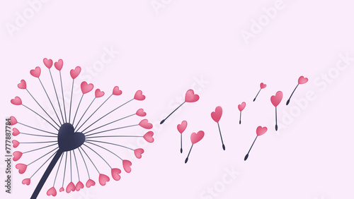 Red hearts floating from flower. Romance, Valentine's Day, and love photo