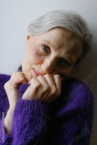 Portrait of a gray-haired woman photo