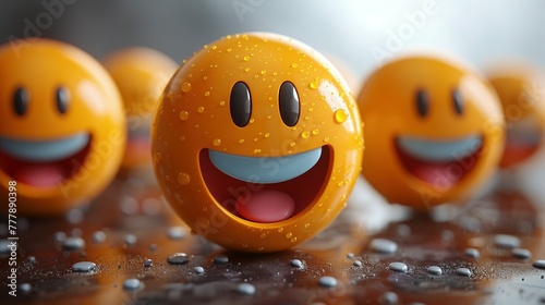 Happy and laughing emoticons 3d rendering background, social media and communications concept
