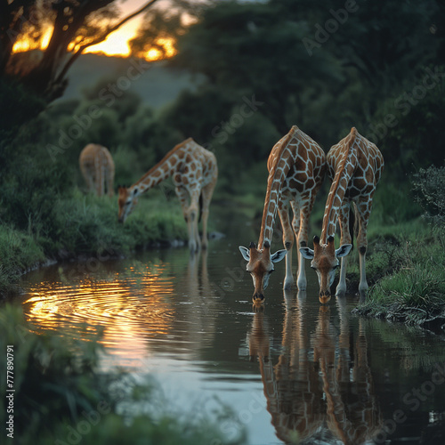 giraffe in water