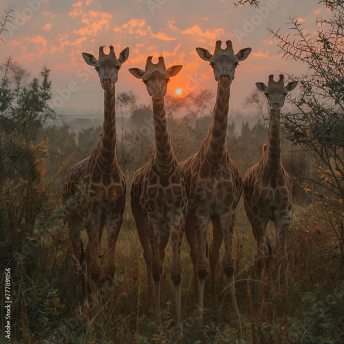 giraffe at sunset