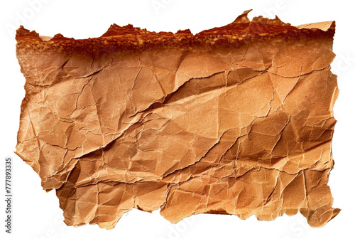 A piece of paper with a brown background and a few brown lines, cut out - stock png.
