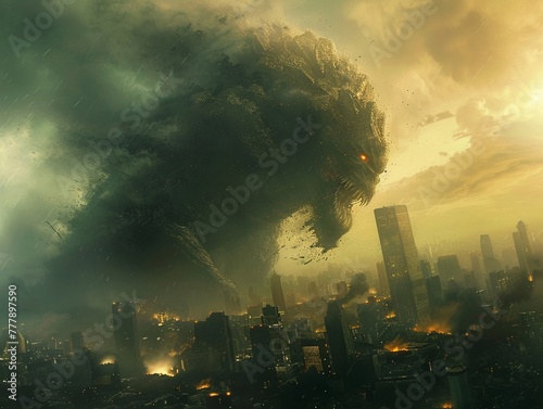 Giant Monster Destruction of a cityscape photo