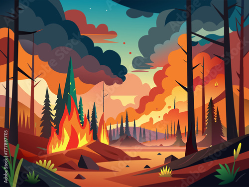 fire burning forest