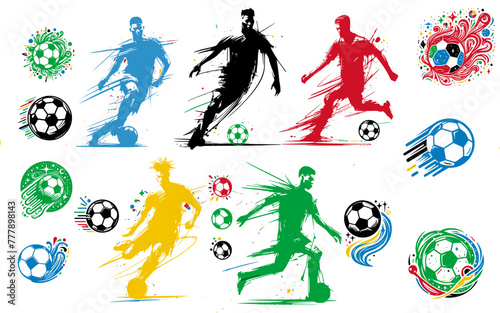 The Beautiful football: : Vector Brushes of Football Action, minimalist stickers and icons
