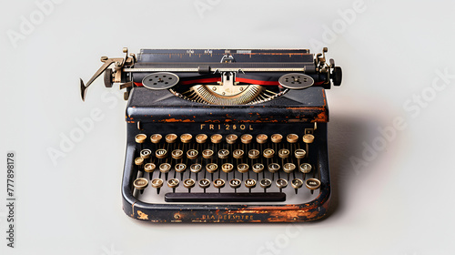 Vintage f type typewriter on isloated white backgr An old fashioned typewriter Internet address Email, Generative Ai photo