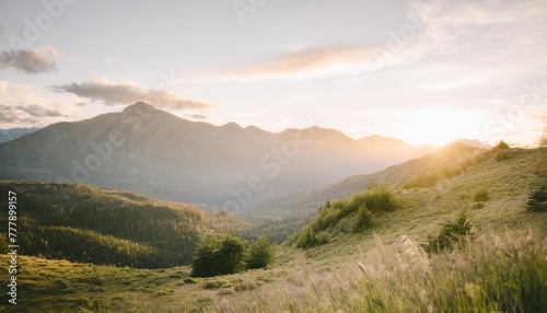 green landscape in mountains