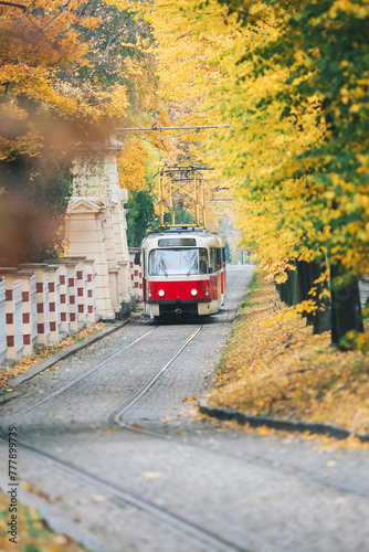 Prague tram in the autumn © Jacky
