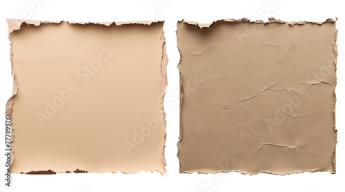 brown ripped paper sheet edge on transparent background