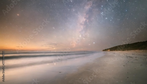ethereal view of a beach and milky way