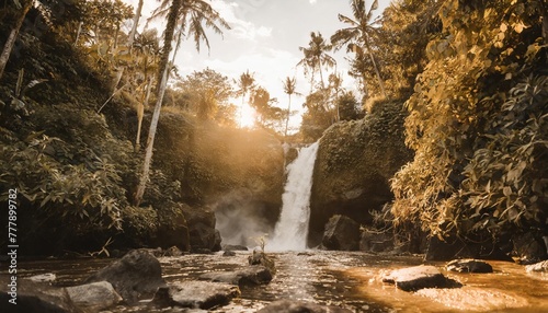 waterfall in jungle ubud bali indonesia