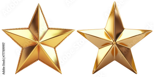 pack of two golden star on transparent background © starlineart