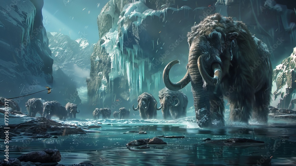 Fototapeta premium Group Of Mammoth Migration