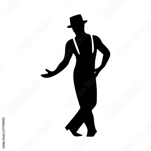 silhouette of a dancing man wearing a hat