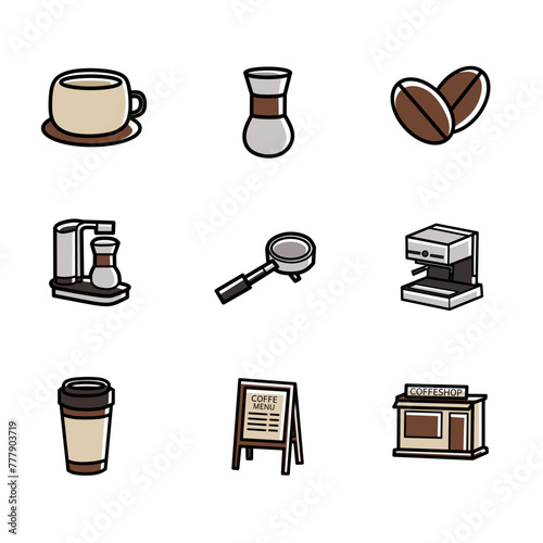Vector icon set of Coffeshop fit for background,poster ,element bussines icon,website icon and more