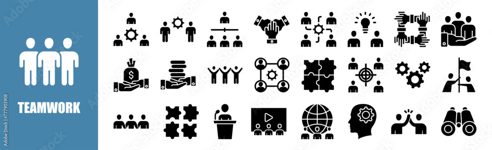 Teamwork icon set for design elements	