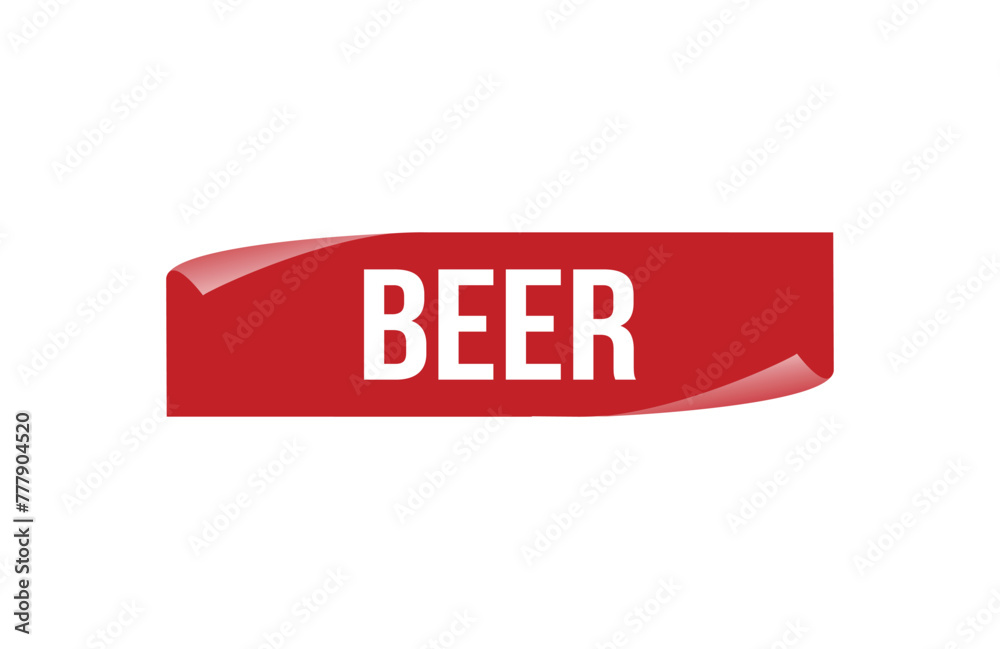 Beer red ribbon label banner. Open available now sign or Beer tag. Beer red ribbon label banner. Open available now sign or Beer tag.
