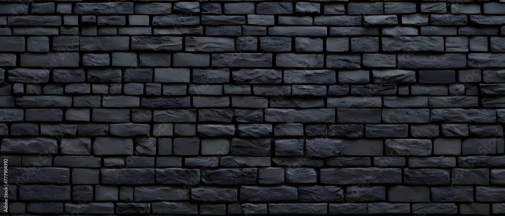 Dark brick wall texture, wide panoramic background