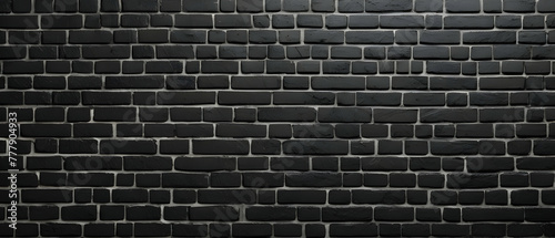 Brick wall of black color  wide panorama background