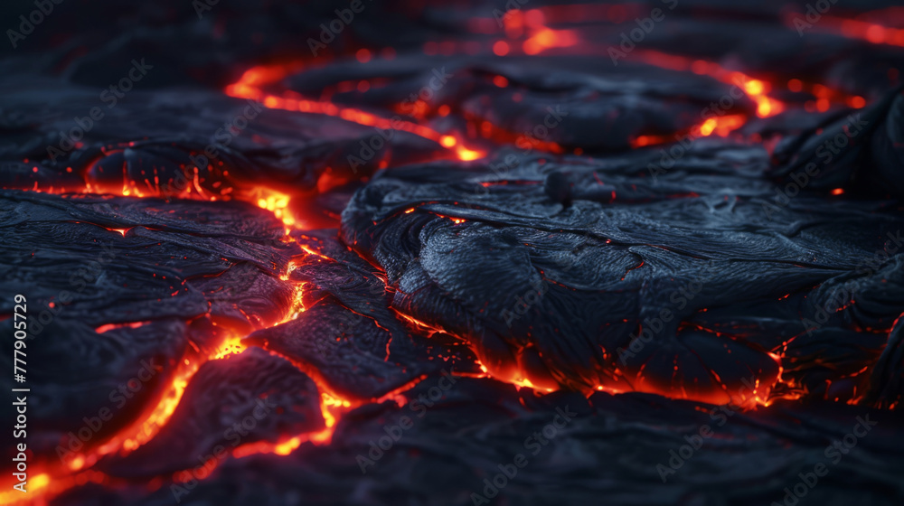 Lava cracks glowing on a dark volcanic crater, hidden danger, documentary style, Lava cracks glowing on a dark volcanic crater, hidden danger, documentary style,