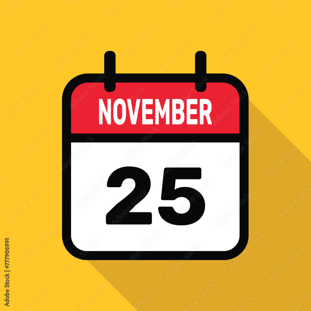 Calendar 25 November Vector illustration background design. Calendar 25 November Vector illustration background design.