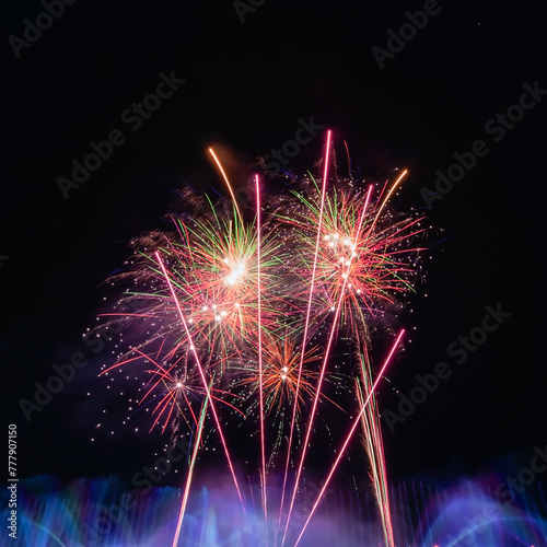 The colorful display of fireworks celebrates the fun and happiness of the night.