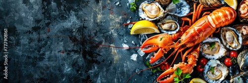 Delectable Seafood Spread:A Visually Captivating Feast for the Senses,Perfect for Restaurant Menus and Culinary Wallpapers