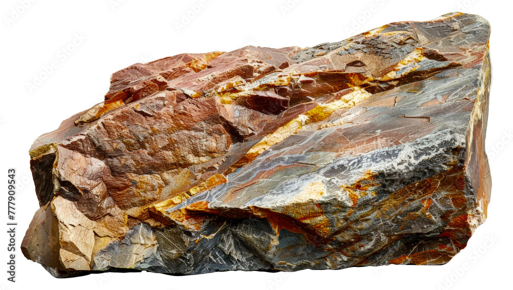 A large rock with a reddish brown color and a grayish brown color, cut out - stock png.