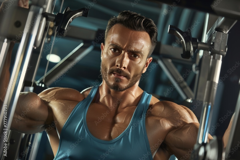 Man in Blue Tank Top Working Out With Barbell Man in Blue Tank Top Working Out With Barbell
