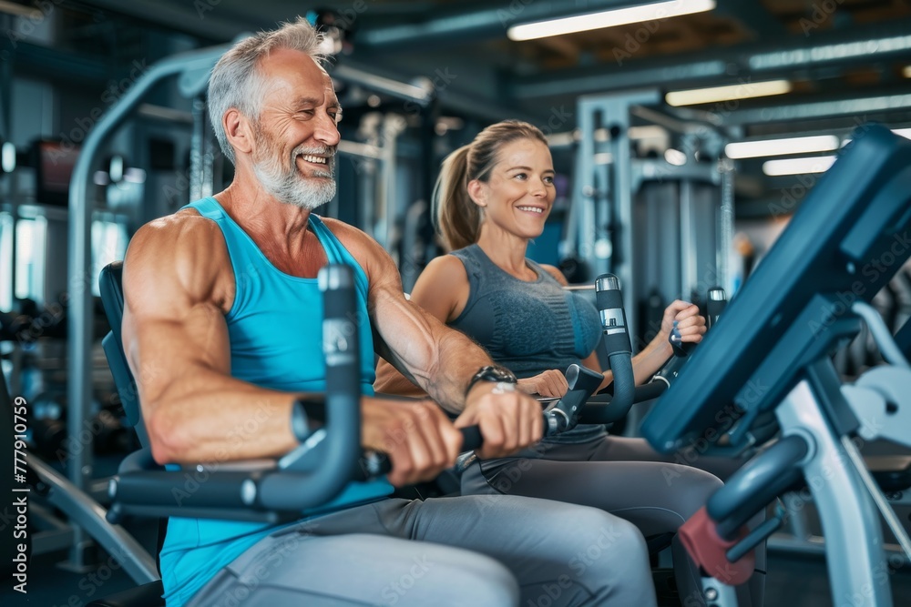 Man and Woman Working Out in Gym