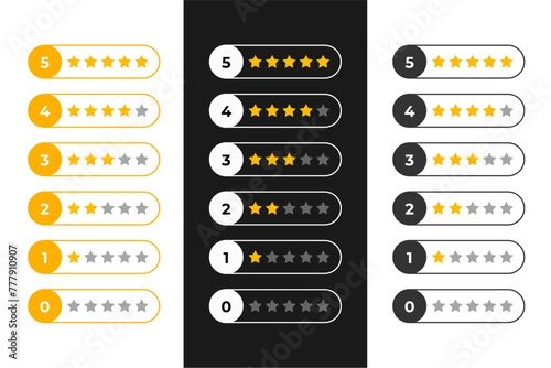 collection of five stars rating icon for customer feedback