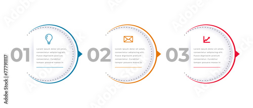 three step infographic workflow chart banner for corporate success
