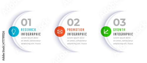 three steps infographic plan banner for data visualization