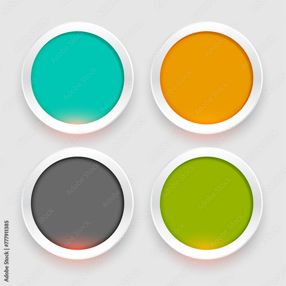 3d style colorful round button in set 3d style colorful round button in set