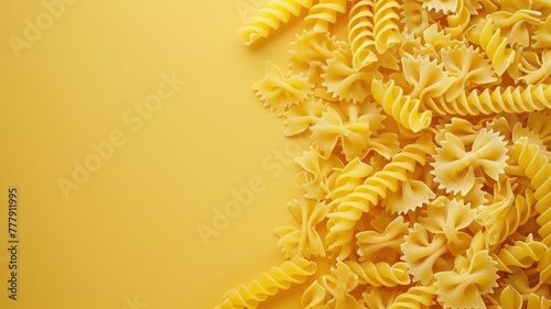Vibrant Pasta Graphic Wallpaper with Spiral Curves and Shapes in Minimalist Design