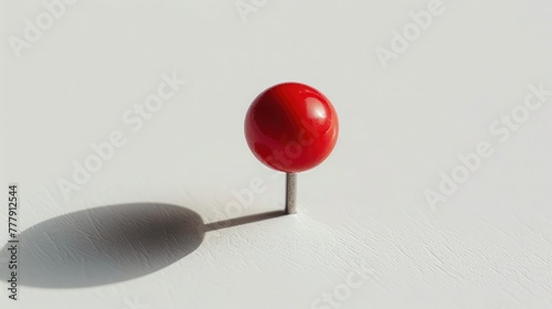 red pin with shadow on white surface,office buttons on a white background ,Red pushpin isolated on white background. High resolution photo. Full depth of field.