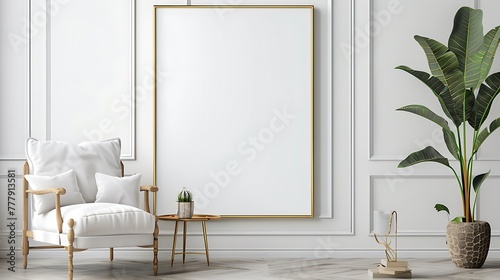 Mock up frame in home interior background photo