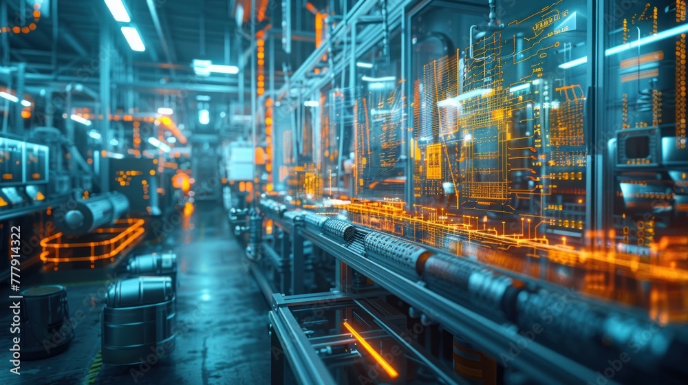 Digital data is converted into graphics in industrial production plants by teams of engineers and professionals.