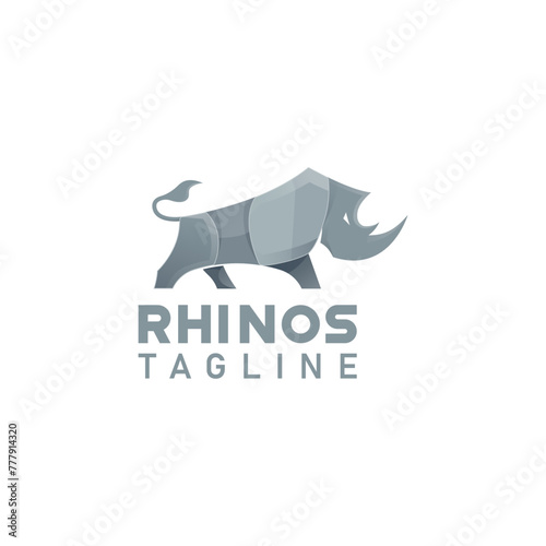 Colorful Rhino Premium Logo Icon Design Symbol Template Flat Style Vector