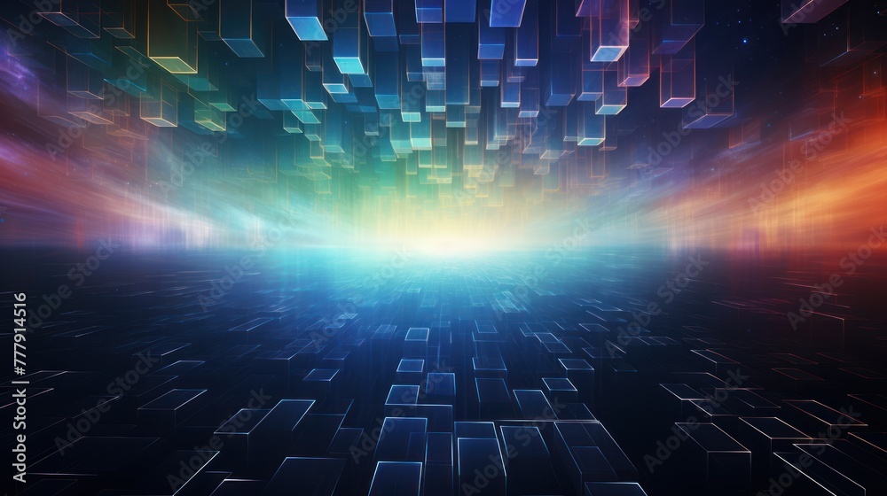Obraz premium Digital Aurora, Witnessing Abstract Phenomena in the Technological Sky