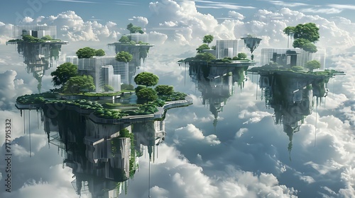 Future city floating in the air © Naput