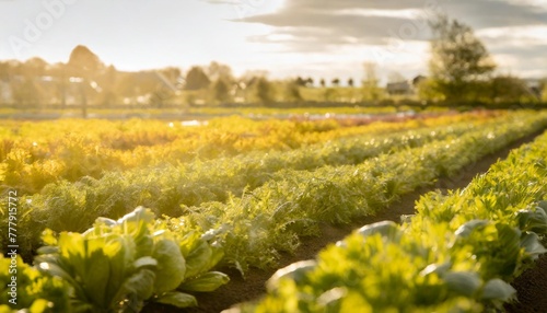 lush green mustard and fresh salad vegetables grown on an organic farm photo